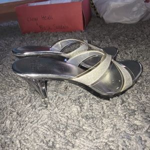 Cute clear and silver sparkly heels
